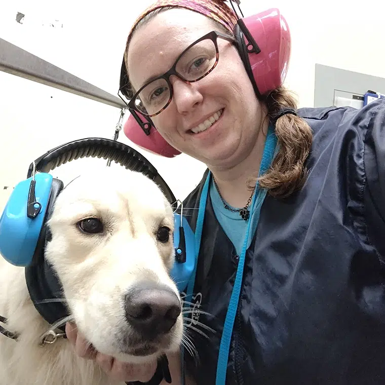 Sara Tarnow a groomer at Portage salon Smoochie Pooch